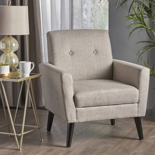 Devotion Upholstered Club Chair with Birch Wood Legs, Beige Default -DTYStore