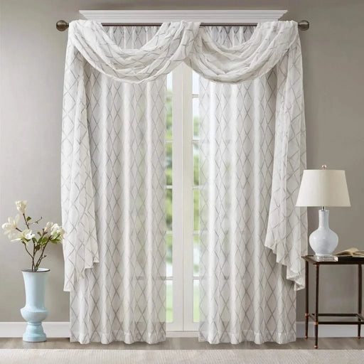 Diamond Sheer Embroidered Window Scarf Default -DTYStore