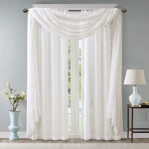 Diamond Sheer Embroidered Window Scarf Default -DTYStore