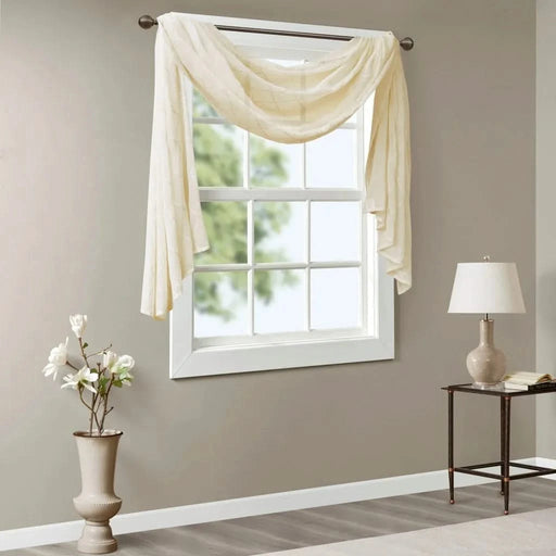 Diamond Sheer Embroidered Window Scarf Default -DTYStore