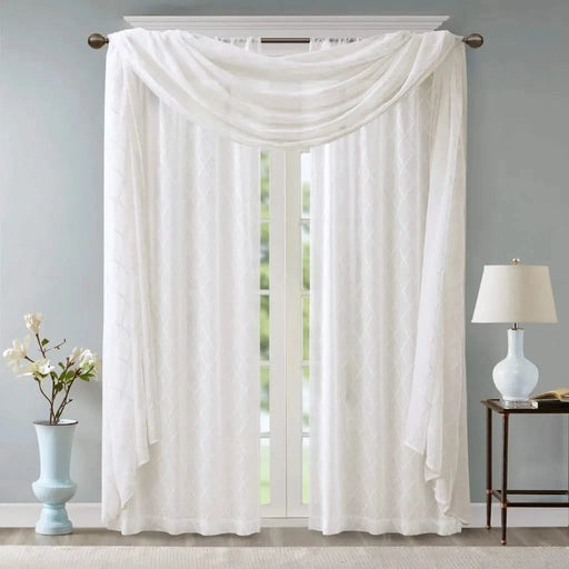Diamond Sheer Embroidered Window Scarf Default -DTYStore