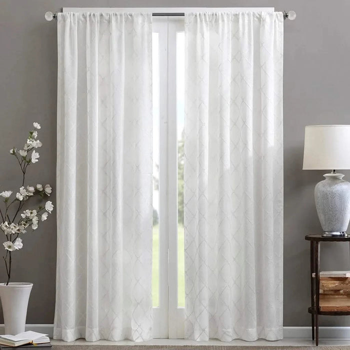 Diamond Sheer Window Curtain Panel(Only 1 Pc Panel) Default -DTYStore
