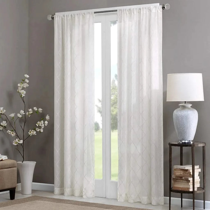 Diamond Sheer Window Curtain Panel(Only 1 Pc Panel) Default -DTYStore