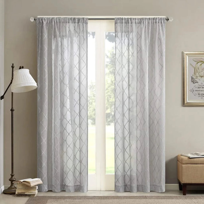 Diamond Sheer Window Curtain Panel(Only 1 Pc Panel) Default -DTYStore