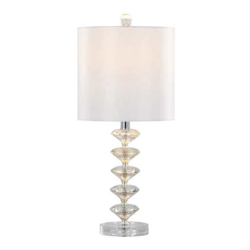 Diamond Stacked 23' Contemporary Crystal Table Lamp in Clear K9 Crystal with Off-White Silk-Like Shade and Chrome Metal Accents from Grandview Gallery by LumiSource - Set of 2 Default -DTYStore
