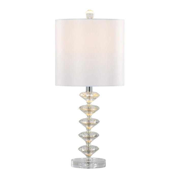 Diamond Stacked 23' Contemporary Crystal Table Lamp in Clear K9 Crystal with Off-White Silk-Like Shade and Chrome Metal Accents from Grandview Gallery by LumiSource - Set of 2 Default -DTYStore