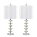 Diamond Stacked 23' Contemporary Crystal Table Lamp in Clear K9 Crystal with Off-White Silk-Like Shade and Chrome Metal Accents from Grandview Gallery by LumiSource - Set of 2 Default -DTYStore