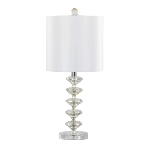 Diamond Stacked 23' Contemporary Crystal Table Lamp in Clear K9 Crystal with Off-White Silk-Like Shade and Chrome Metal Accents from Grandview Gallery by LumiSource - Set of 2 Default -DTYStore