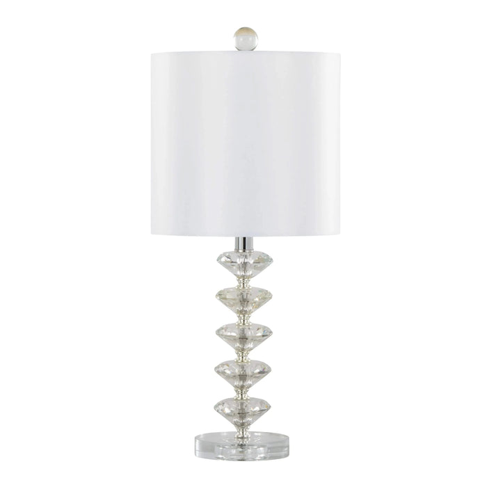Diamond Stacked 23' Contemporary Crystal Table Lamp in Clear K9 Crystal with Off-White Silk-Like Shade and Chrome Metal Accents from Grandview Gallery by LumiSource - Set of 2 Default -DTYStore