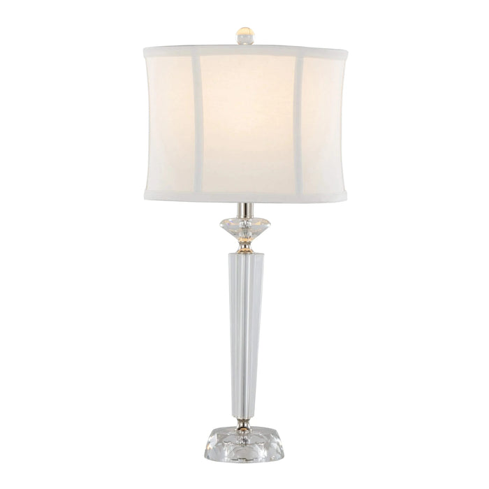 Diamond Torch 25.75' Contemporary Crystal Table Lamp in Clear K9 Crystal with Off-White Linen Shade and Polished Nickel Accents from Grandview Gallery by LumiSource - Set of 2 Default -DTYStore