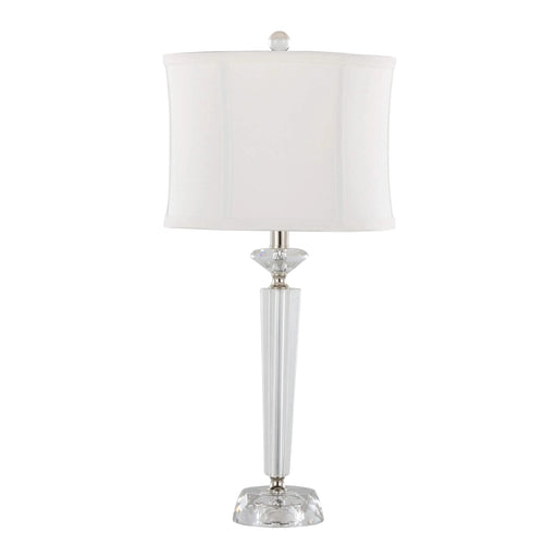 Diamond Torch 25.75' Contemporary Crystal Table Lamp in Clear K9 Crystal with Off-White Linen Shade and Polished Nickel Accents from Grandview Gallery by LumiSource - Set of 2 Default -DTYStore