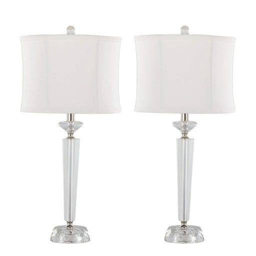 Diamond Torch 25.75' Contemporary Crystal Table Lamp in Clear K9 Crystal with Off-White Linen Shade and Polished Nickel Accents from Grandview Gallery by LumiSource - Set of 2 Default -DTYStore