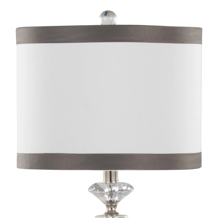 Diamond Torch 25.75' Crystal Contemporary Table Lamp in Clear K9 Crystal, Off-White Linen Shade with Dark Grey Trim and Polished Nickel Accents from Grandview Gallery by LumiSource - Set of 2 Default -DTYStore