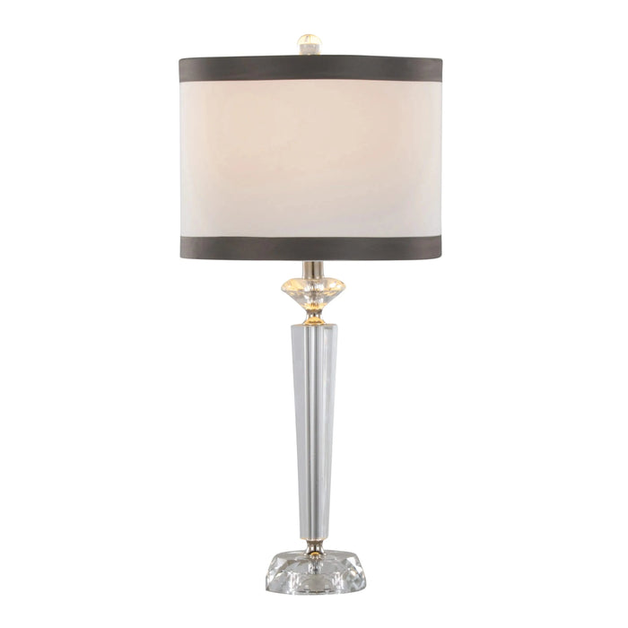 Diamond Torch 25.75' Crystal Contemporary Table Lamp in Clear K9 Crystal, Off-White Linen Shade with Dark Grey Trim and Polished Nickel Accents from Grandview Gallery by LumiSource - Set of 2 Default -DTYStore