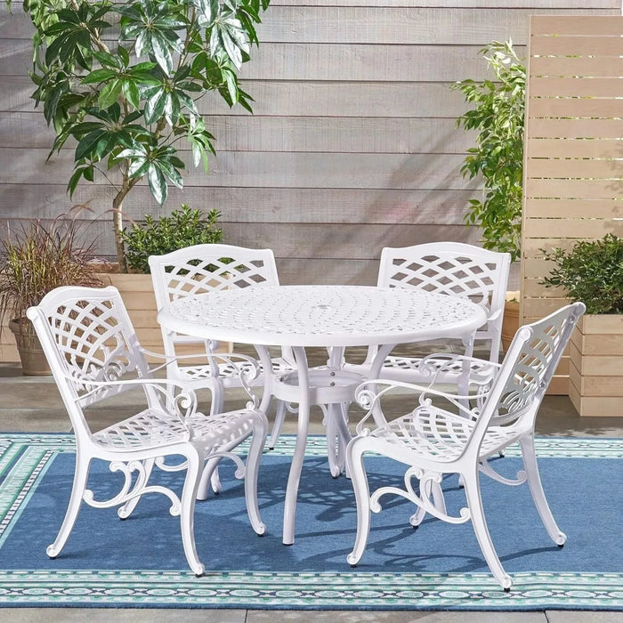 Dieter 4 - Person Metal Patio Dining Set with Round Table Default -DTYStore