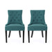 Dining Chair Set of 2 with Upholstered Diamond Tufting and Espresso Birch Legs, Teal Default -DTYStore