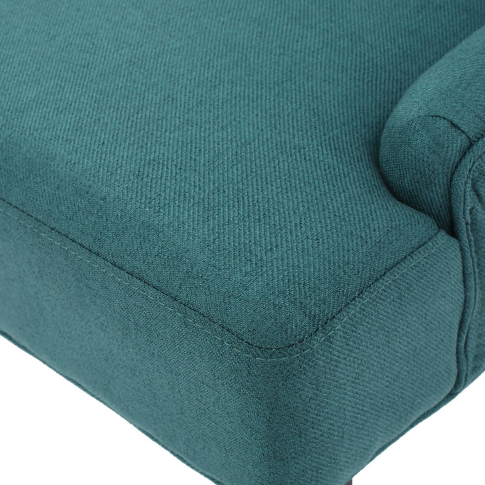 Dining Chair Set of 2 with Upholstered Diamond Tufting and Espresso Birch Legs, Teal Default -DTYStore