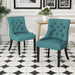 Dining Chair Set of 2 with Upholstered Diamond Tufting and Espresso Birch Legs, Teal Default -DTYStore