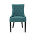 Dining Chair Set of 2 with Upholstered Diamond Tufting and Espresso Birch Legs, Teal Default -DTYStore