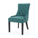 Dining Chair Set of 2 with Upholstered Diamond Tufting and Espresso Birch Legs, Teal Default -DTYStore
