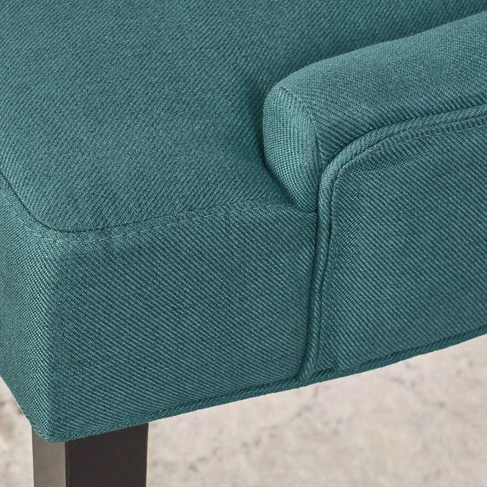 Dining Chair Set of 2 with Upholstered Diamond Tufting and Espresso Birch Legs, Teal Default -DTYStore
