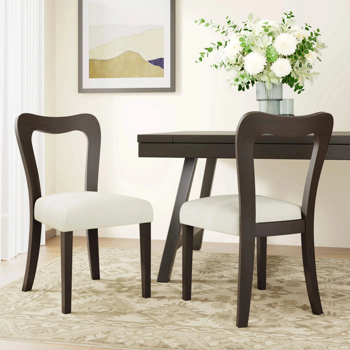 Dining Chair Without Arm(dark brown+beige) Set of 2 Default -DTYStore