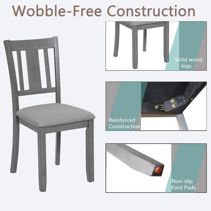 Dining Chairs Only, Wooden Dining Chairs Set of 4, Kitchen Chair with Padded Seat, Upholstered Side Chair for Dining Room, Living Room, Gray Default -DTYStore