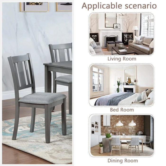 Dining Chairs Only, Wooden Dining Chairs Set of 4, Kitchen Chair with Padded Seat, Upholstered Side Chair for Dining Room, Living Room, Gray Default -DTYStore