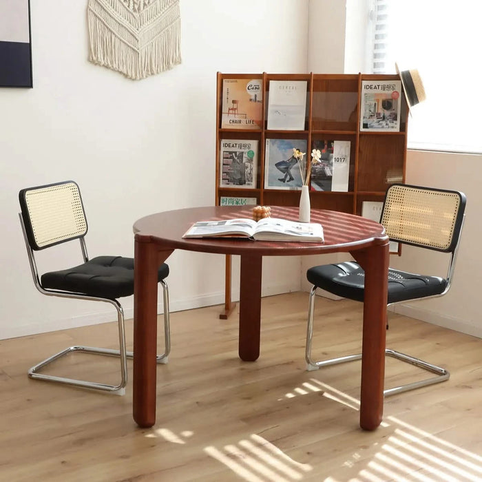 Dining Chairs Set of 2, Fauex Leather Rattan Side Accent Chairs with Chrome Legs, Modern Mid Century Breuer Designed Chairs, Upholstered Dining Living Room Kitchen Chairs (Black-2pcs) Default -DTYStore