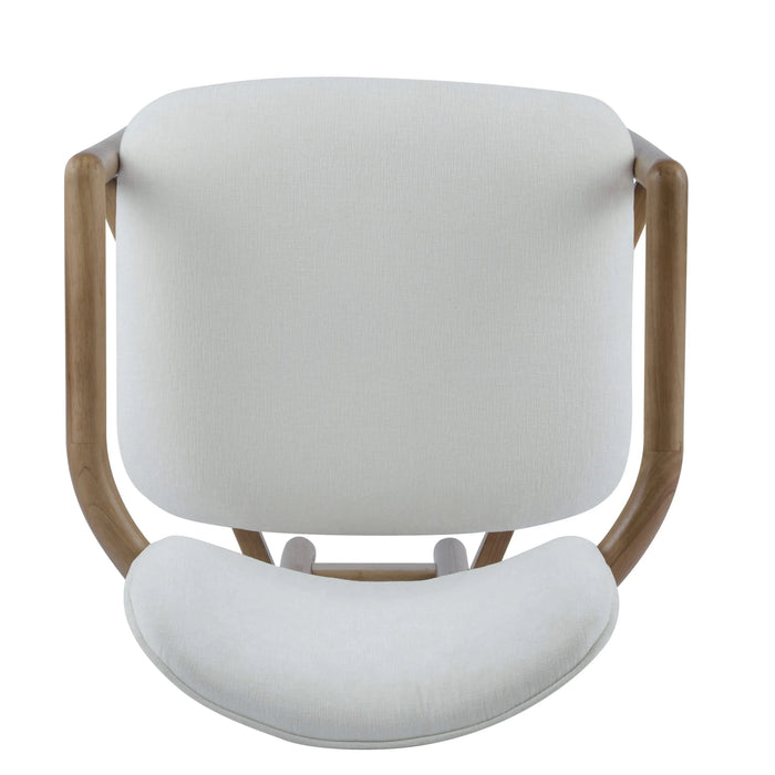 Dining Chairs Set of 2 Upholstered Arm Chairs, Rubber Wood Accent Chairs White Fabric Seating, 300 LBS Weight Capacity Default -DTYStore