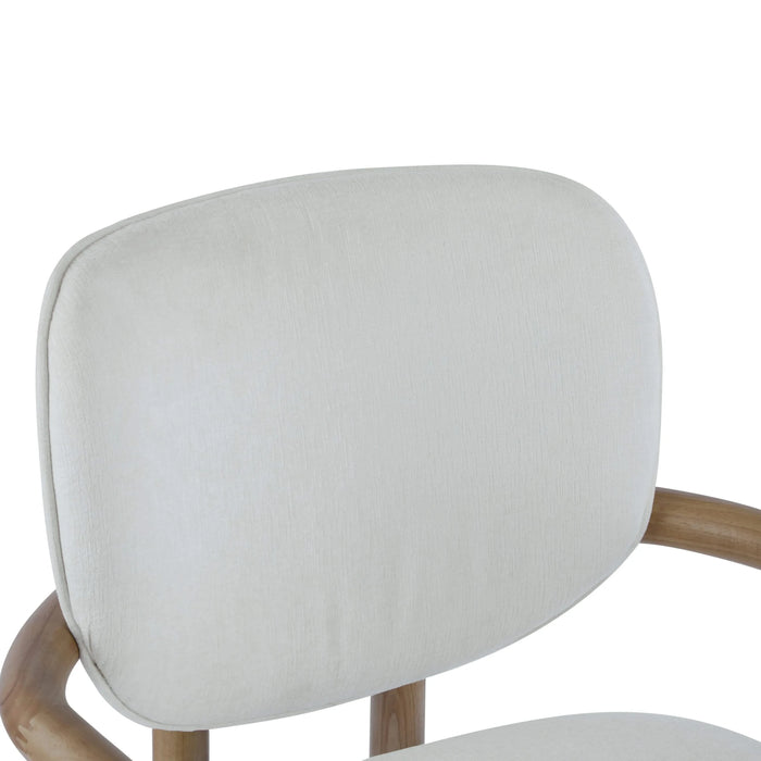 Dining Chairs Set of 2 Upholstered Arm Chairs, Rubber Wood Accent Chairs White Fabric Seating, 300 LBS Weight Capacity Default -DTYStore