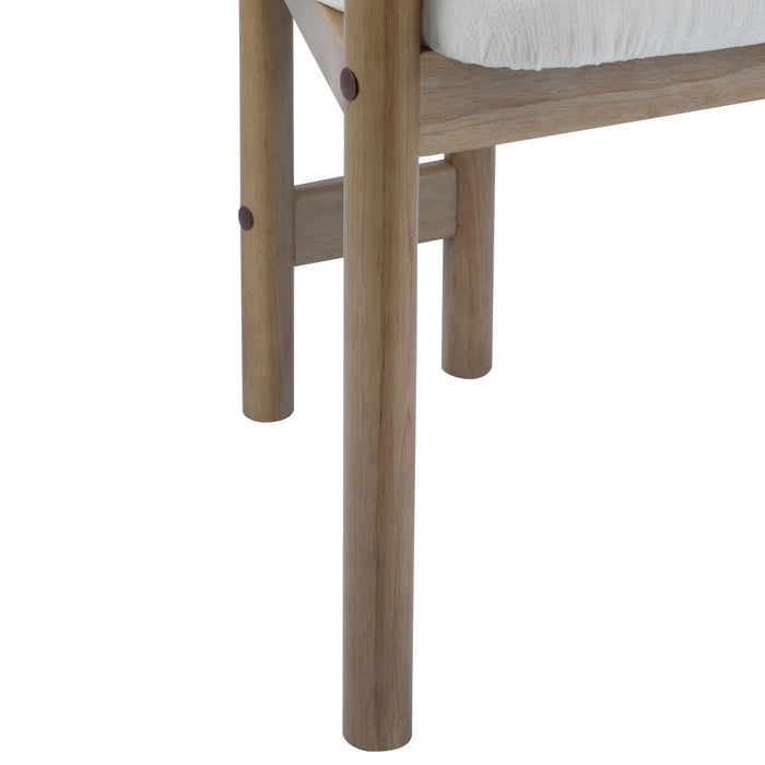 Dining Chairs Set of 2 Upholstered Arm Chairs, Rubber Wood Accent Chairs White Fabric Seating, 300 LBS Weight Capacity Default -DTYStore