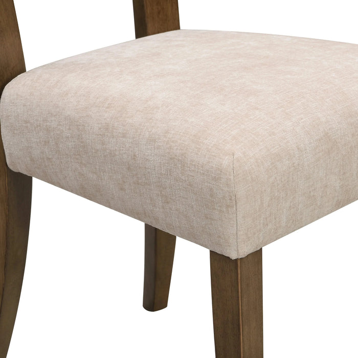 Dining Chairs Set of 2, Upholstered Kitchen Side Chairs with Beige Fabric Seating Light Brown Solid Rubber Wood Legs, 330 LBS Weight Capacity Default -DTYStore