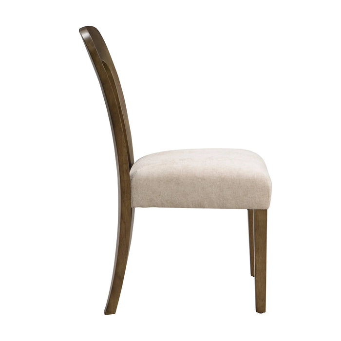 Dining Chairs Set of 2, Upholstered Kitchen Side Chairs with Beige Fabric Seating Light Brown Solid Rubber Wood Legs, 330 LBS Weight Capacity Default -DTYStore