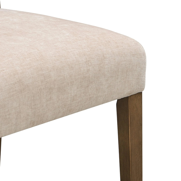 Dining Chairs Set of 2, Upholstered Kitchen Side Chairs with Beige Fabric Seating Light Brown Solid Rubber Wood Legs, 330 LBS Weight Capacity Default -DTYStore