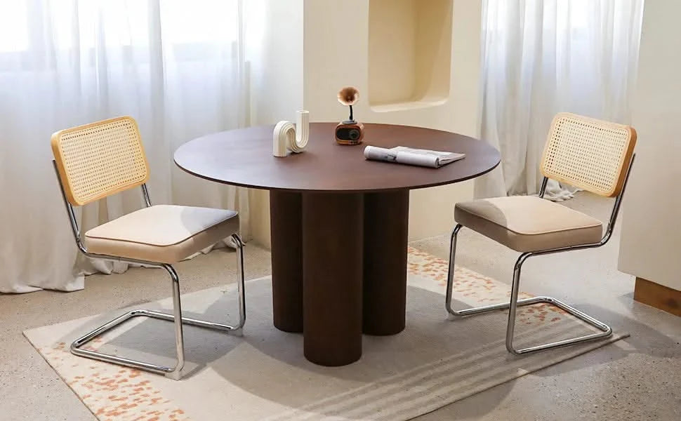 Dining Chairs Set of 2, Velvet Rattan Side Accent Chairs with Chrome Legs, Modern Mid Century Breuer Designed Chairs, Upholstered Dining Living Room Kitchen Chairs (Champagne-2pcs) Default -DTYStore