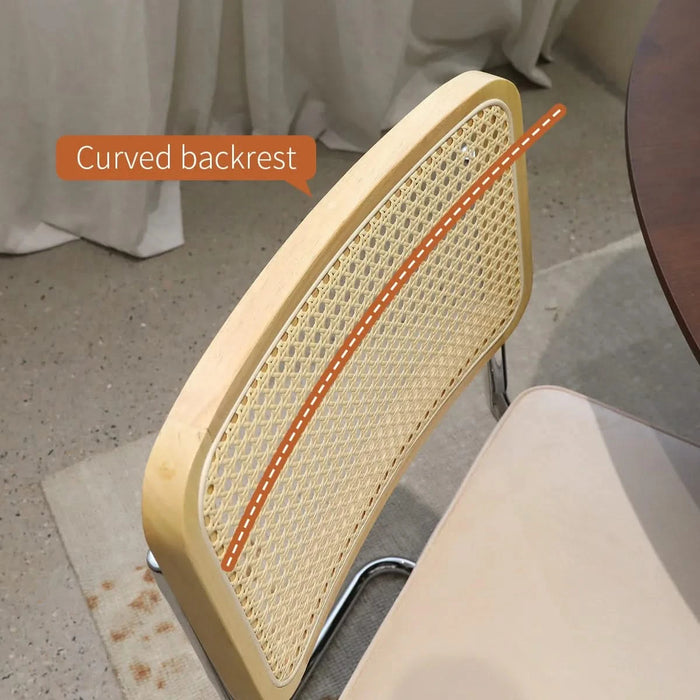 Dining Chairs Set of 2, Velvet Rattan Side Accent Chairs with Chrome Legs, Modern Mid Century Breuer Designed Chairs, Upholstered Dining Living Room Kitchen Chairs (Champagne-2pcs) Default -DTYStore