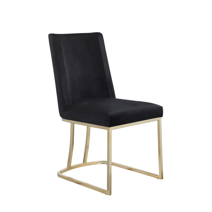 Dining Chairs, Velvet Upolstered Side Chair, Gold Metal Legs (Set of 2) - Black Default -DTYStore
