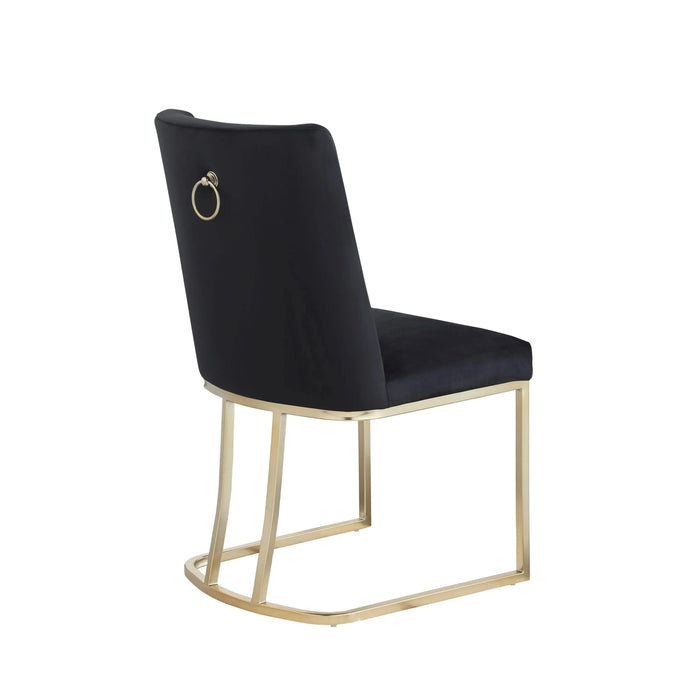 Dining Chairs, Velvet Upolstered Side Chair, Gold Metal Legs (Set of 2) - Black Default -DTYStore