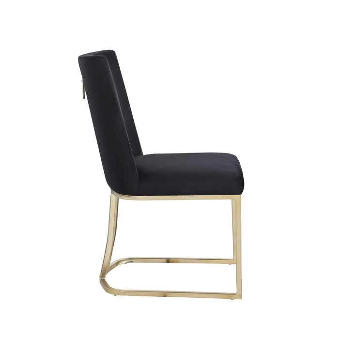 Dining Chairs, Velvet Upolstered Side Chair, Gold Metal Legs (Set of 2) - Black Default -DTYStore