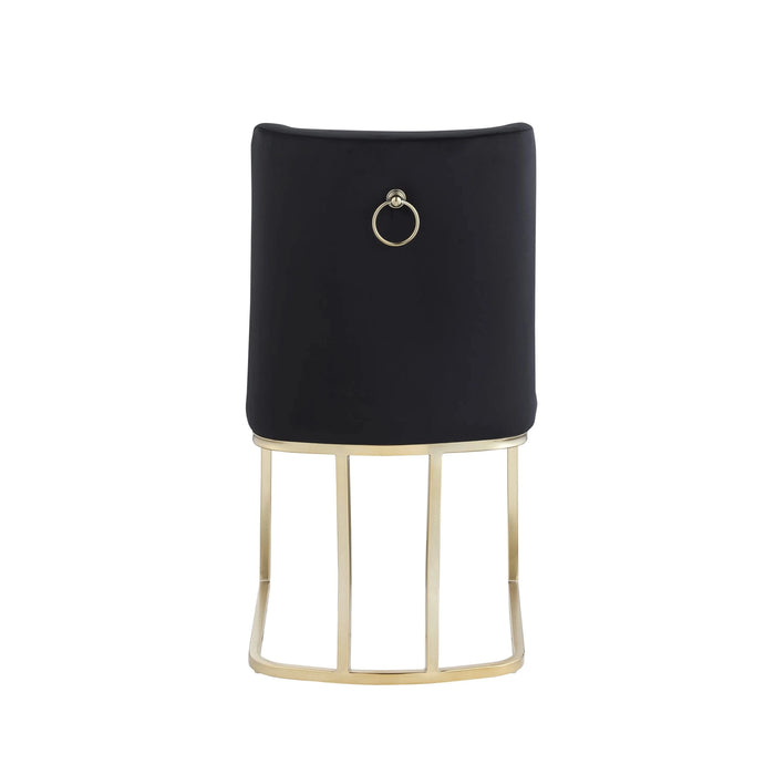 Dining Chairs, Velvet Upolstered Side Chair, Gold Metal Legs (Set of 2) - Black Default -DTYStore