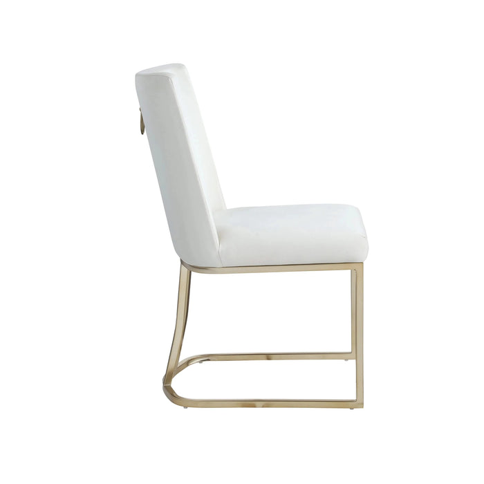Dining Chairs, Velvet Upolstered Side Chair, Gold Metal Legs (Set of 2) - White Default -DTYStore
