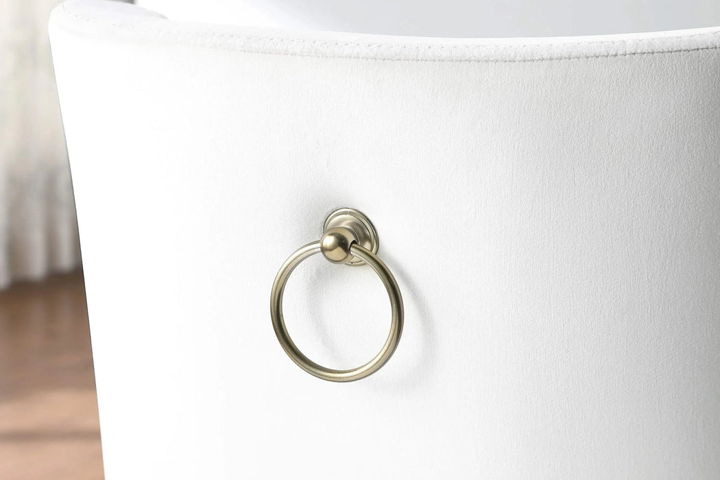 Dining Chairs, Velvet Upolstered Side Chair, Gold Metal Legs (Set of 2) - White Default -DTYStore