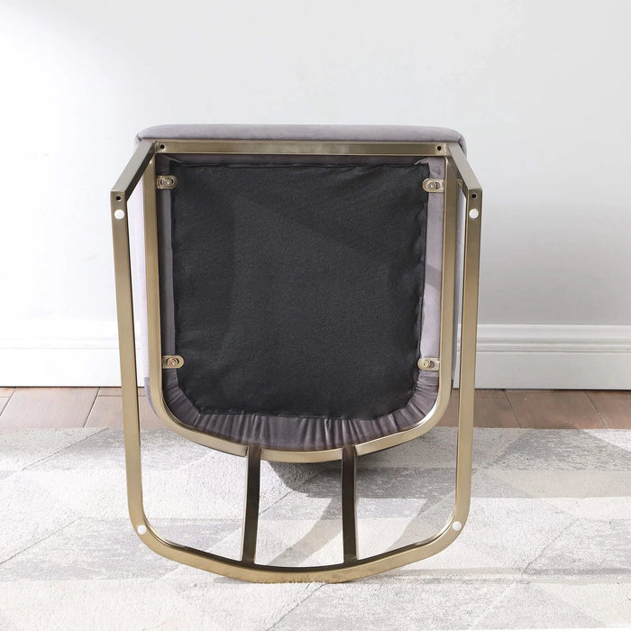 Dining Chairs, Velvet Upolstered Side Chair, Gold Metal Legs (Set of 2) - White Default -DTYStore