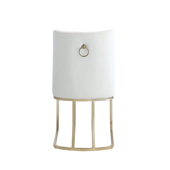 Dining Chairs, Velvet Upolstered Side Chair, Gold Metal Legs (Set of 2) - White Default -DTYStore