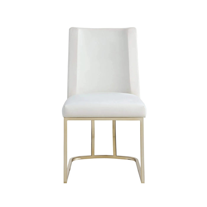 Dining Chairs, Velvet Upolstered Side Chair, Gold Metal Legs (Set of 2) - White Default -DTYStore