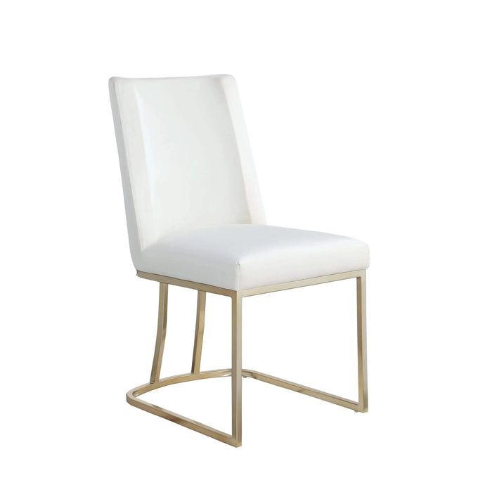 Dining Chairs, Velvet Upolstered Side Chair, Gold Metal Legs (Set of 2) - White Default -DTYStore