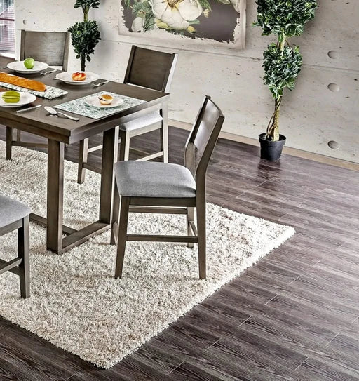 Dining Room 7pc Counter Height Dining Set Gray Counter Height Table 6x Chairs Padded Fabric Cushion Default -DTYStore