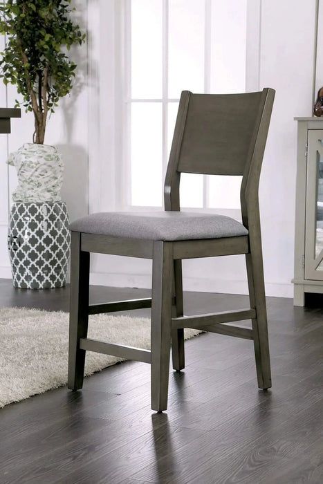 Dining Room 7pc Counter Height Dining Set Gray Counter Height Table 6x Chairs Padded Fabric Cushion Default -DTYStore