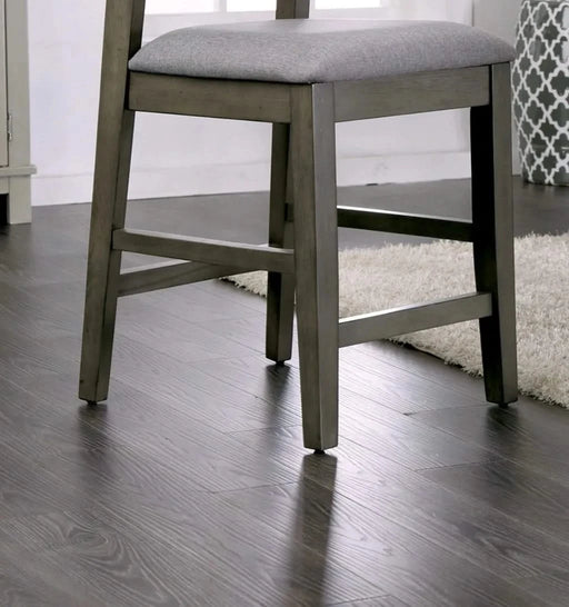 Dining Room 7pc Counter Height Dining Set Gray Counter Height Table 6x Chairs Padded Fabric Cushion Default -DTYStore